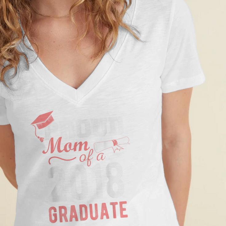 Proud Mom Of A Class 2018 Graduate Graduation Shirt Women's Jersey Short Sleeve Deep V-Neck Tshirt
