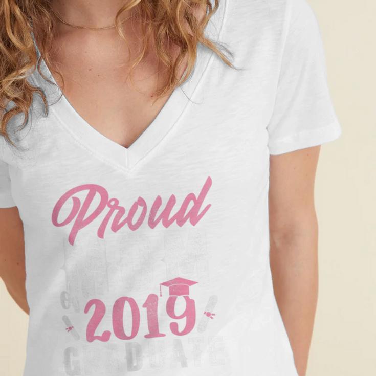 Proud Mom Of The Graduate Senior Class 2019 Graduation Party Women's Jersey Short Sleeve Deep V-Neck Tshirt