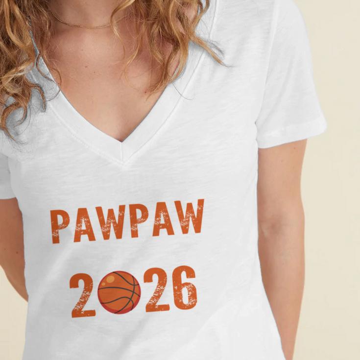 Proud PAW PAW Of 2026 Senior Basketball Student Graduation Women's Jersey Short Sleeve Deep V-Neck Tshirt