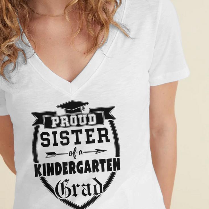 Proud Sister Of a Kindergarten Grad Graduation Shirt Women's Jersey Short Sleeve Deep V-Neck Tshirt