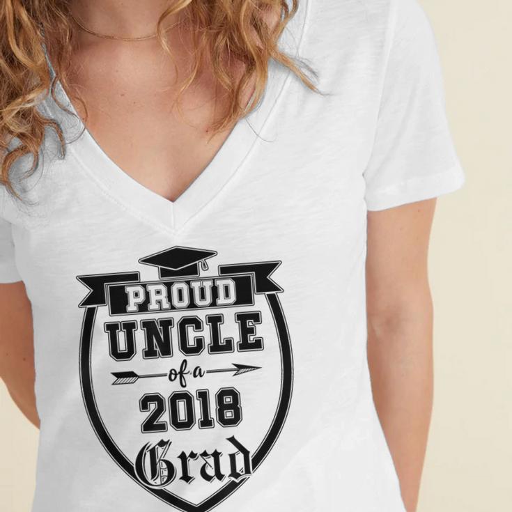 Proud Uncle Of a 2018 Grad Graduation Family Women's Jersey Short Sleeve Deep V-Neck Tshirt