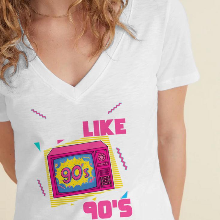 Rad Just Like The 90s 90s Aesthetic Nostalgia 1990s Retro Women's Jersey Short Sleeve Deep V-Neck Tshirt Rad Just Like The 90s 90s Aesthetic Nostalgia 1990s Retro Women's Jersey Short Sleeve Deep V-Neck Tshirt