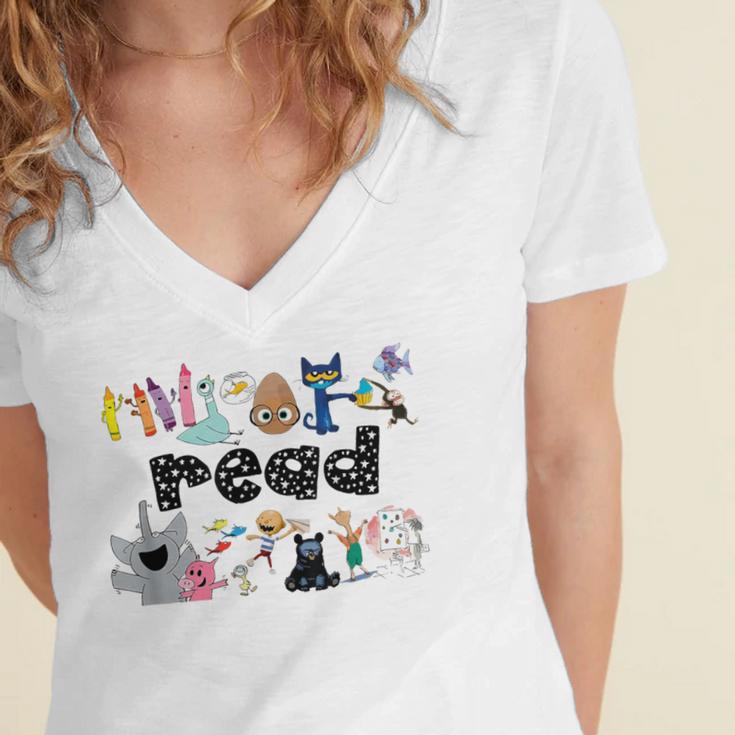 Read Children's Books Teacher Women's Jersey Short Sleeve Deep V-Neck Tshirt Read Children's Books Teacher Women's Jersey Short Sleeve Deep V-Neck Tshirt