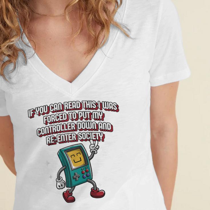 If You Can Read This Gamer Humor Gaming Introvert Raglan Baseball Tee Women's Jersey Short Sleeve Deep V-Neck Tshirt If You Can Read This Gamer Humor Gaming Introvert Raglan Baseball Tee Women's Jersey Short Sleeve Deep V-Neck Tshirt
