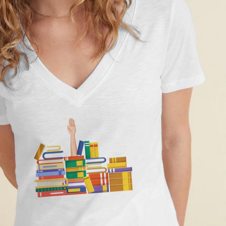Reading Books Librarian Reader Nerd I'm Ok Teacher Women's Jersey Short Sleeve Deep V-Neck Tshirt Reading Books Librarian Reader Nerd I'm Ok Teacher Women's Jersey Short Sleeve Deep V-Neck Tshirt
