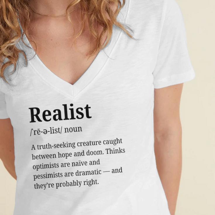 Realist Definition For Introverts Honest Personality Women's Jersey Short Sleeve Deep V-Neck Tshirt