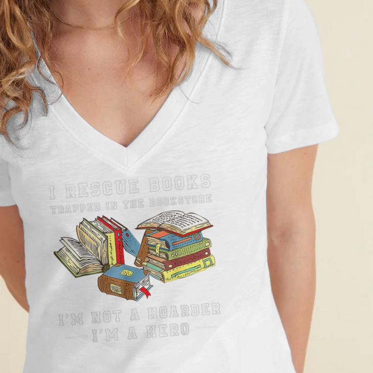 I Rescue Book Trapped In The Bookstore I'm Not A Hoarder Premium Tri-Blend Women's Jersey Short Sleeve Deep V-Neck Tshirt I Rescue Book Trapped In The Bookstore I'm Not A Hoarder Premium Tri-Blend Women's Jersey Short Sleeve Deep V-Neck Tshirt