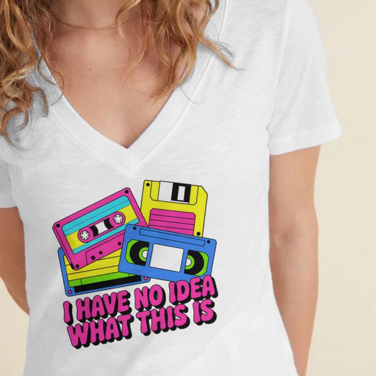 Retro Cassette Vintage 80s Nostalgia Women's Jersey Short Sleeve Deep V-Neck Tshirt Retro Cassette Vintage 80s Nostalgia Women's Jersey Short Sleeve Deep V-Neck Tshirt