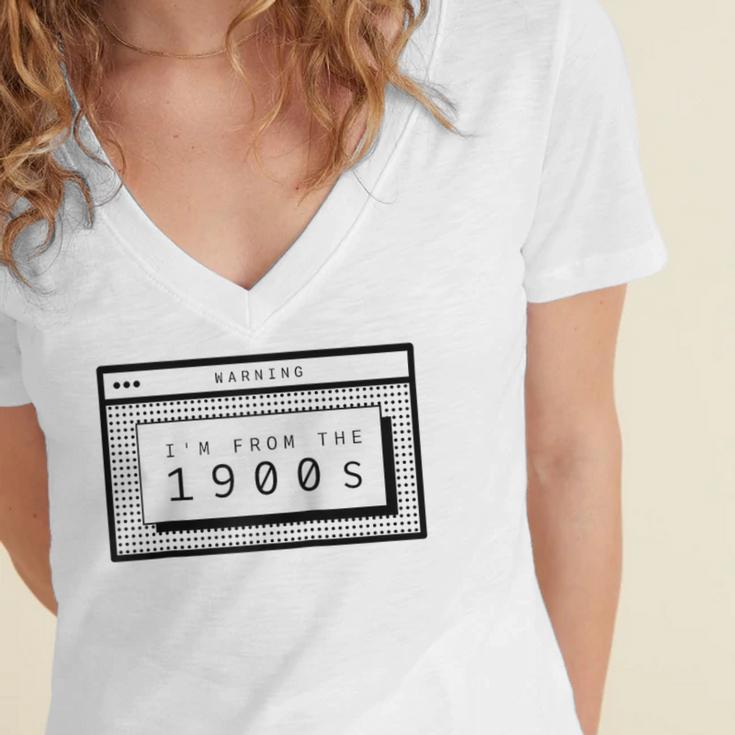Retro Computer Screen I'm From The 1900s Birthday Raglan Baseball Tee Women's Jersey Short Sleeve Deep V-Neck Tshirt