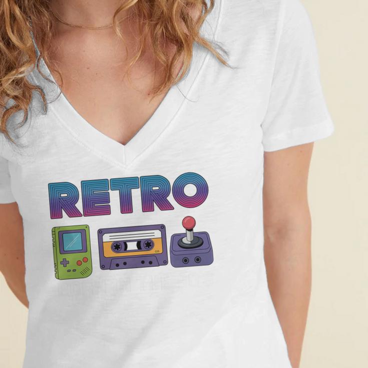 Retro Gaming Nostalgia Tee Perfect For 90s Lovers Premium Tri-Blend Women's Jersey Short Sleeve Deep V-Neck Tshirt