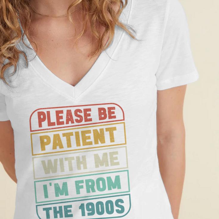 Retro Humor Please Be Patient With Me I'm From The 1900s Premium Women's Jersey Short Sleeve Deep V-Neck Tshirt Retro Humor Please Be Patient With Me I'm From The 1900s Premium Women's Jersey Short Sleeve Deep V-Neck Tshirt