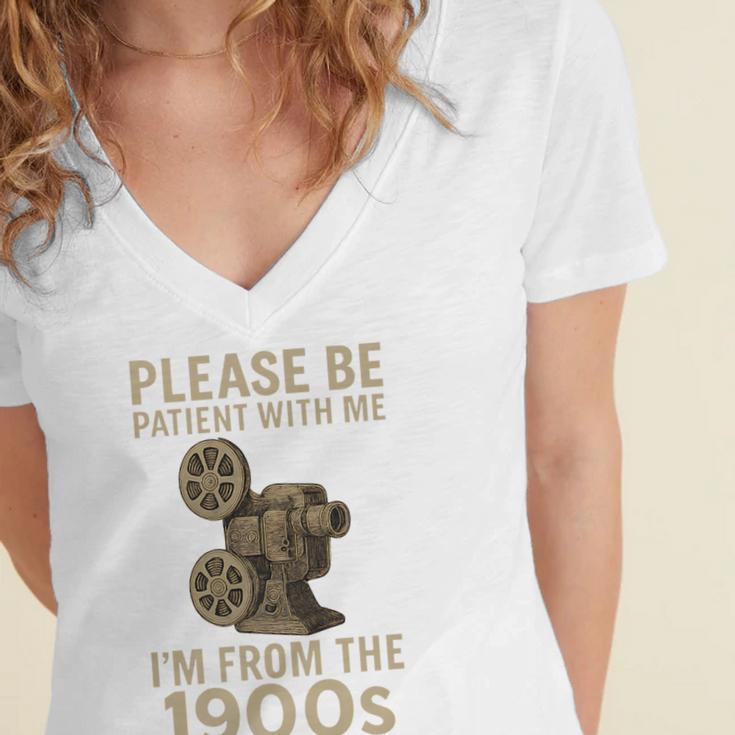 Retro Please Be Patient With Me I'm From The 1900s Projector Premium Women's Jersey Short Sleeve Deep V-Neck Tshirt Retro Please Be Patient With Me I'm From The 1900s Projector Premium Women's Jersey Short Sleeve Deep V-Neck Tshirt
