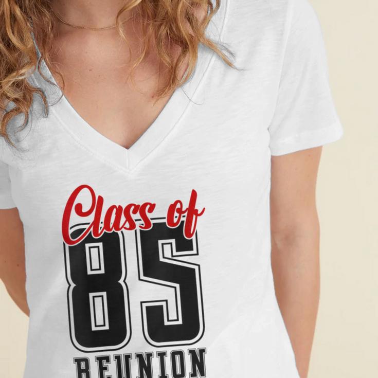 Reunion 1985 Matching Graduation High School Class Of 1985 Women's Jersey Short Sleeve Deep V-Neck Tshirt