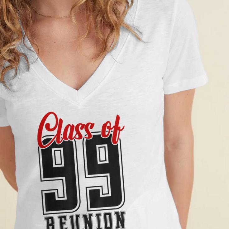 Reunion 1999 Matching Graduation High School Class Of 1999 Women's Jersey Short Sleeve Deep V-Neck Tshirt