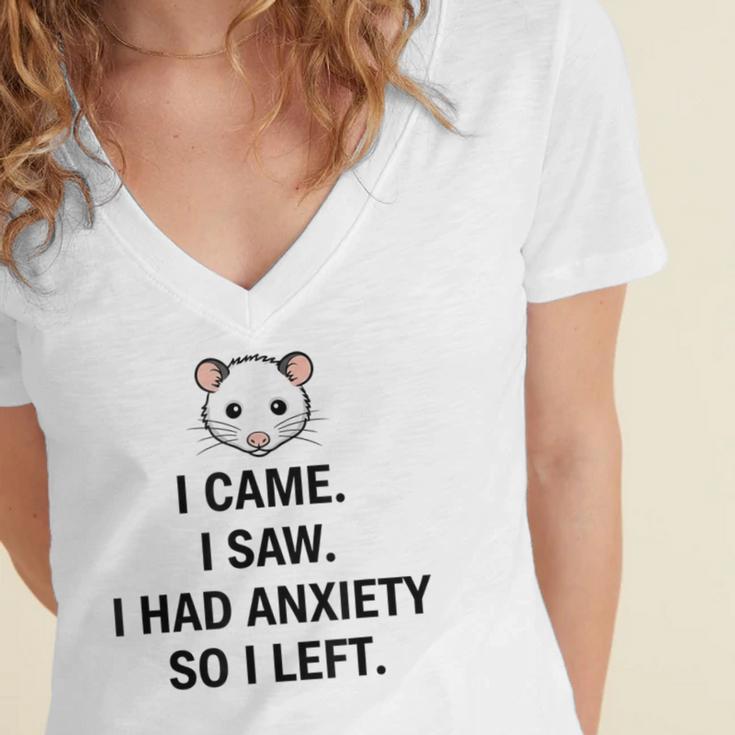 I Came I Saw I Had Anxiety So I Left Introvert Tee Women's Jersey Short Sleeve Deep V-Neck Tshirt