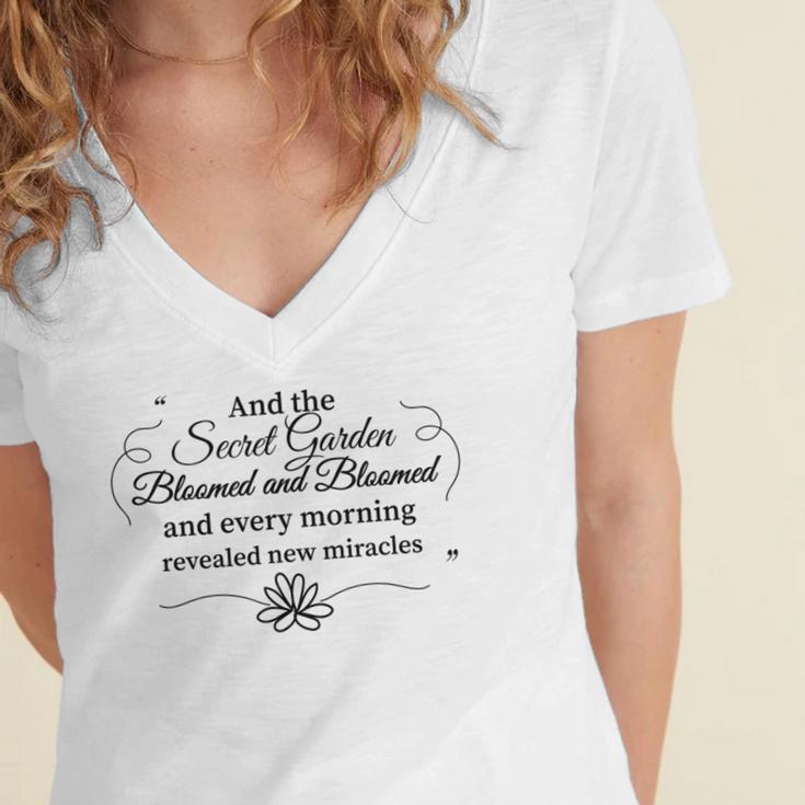 The Secret Garden Book Lover Reader Shirt Women's Jersey Short Sleeve Deep V-Neck Tshirt