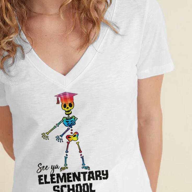 See Ya Elementary School Shirt Tie Dye Graduation Tee Women's Jersey Short Sleeve Deep V-Neck Tshirt