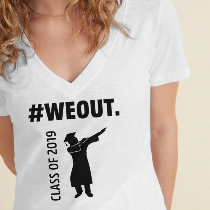 Senior 2019 Grad College High School Graduation Women's Jersey Short Sleeve Deep V-Neck Tshirt