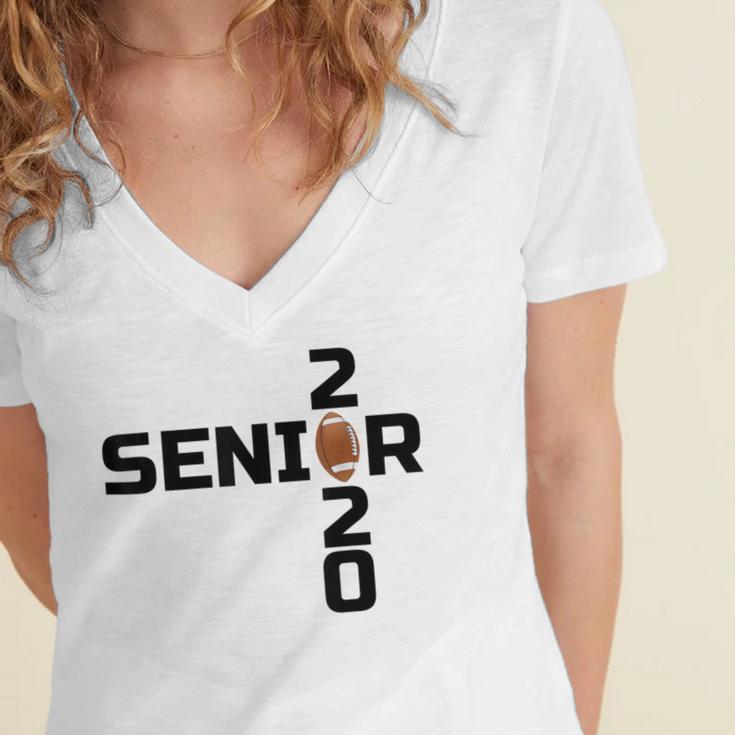 Senior 2020 Football Graduation Shirt Women's Jersey Short Sleeve Deep V-Neck Tshirt