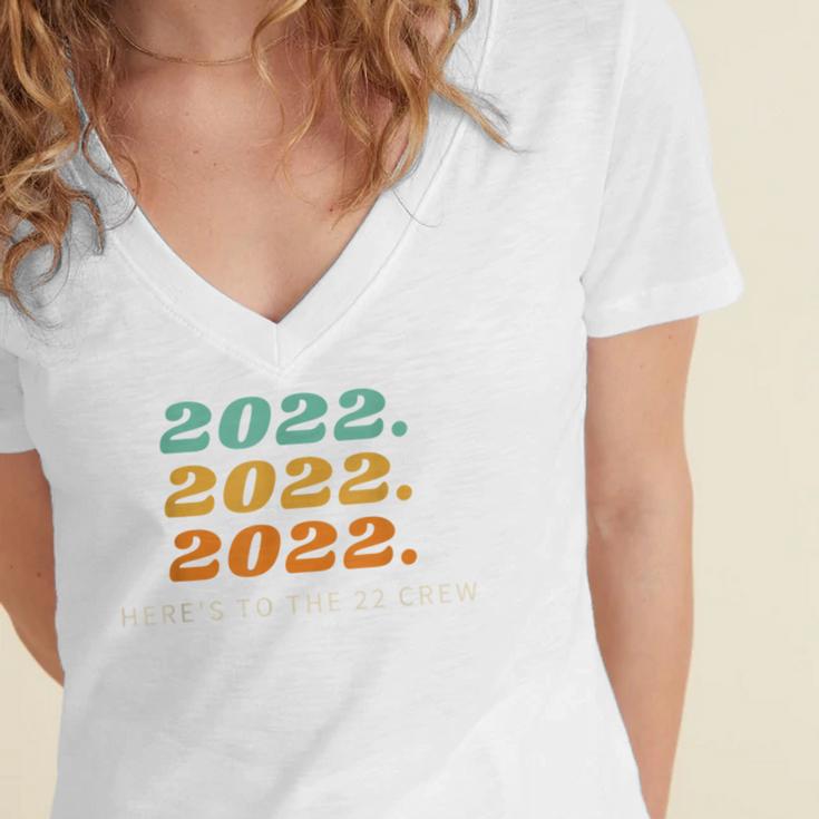 Senior 2022 Shirt Class Of 2022 Retro Graduation Grad Women's Jersey Short Sleeve Deep V-Neck Tshirt