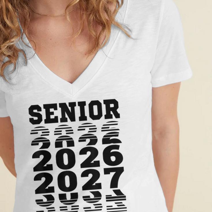 Senior 2026 2027 Class Of Graduation Women's Jersey Short Sleeve Deep V-Neck Tshirt