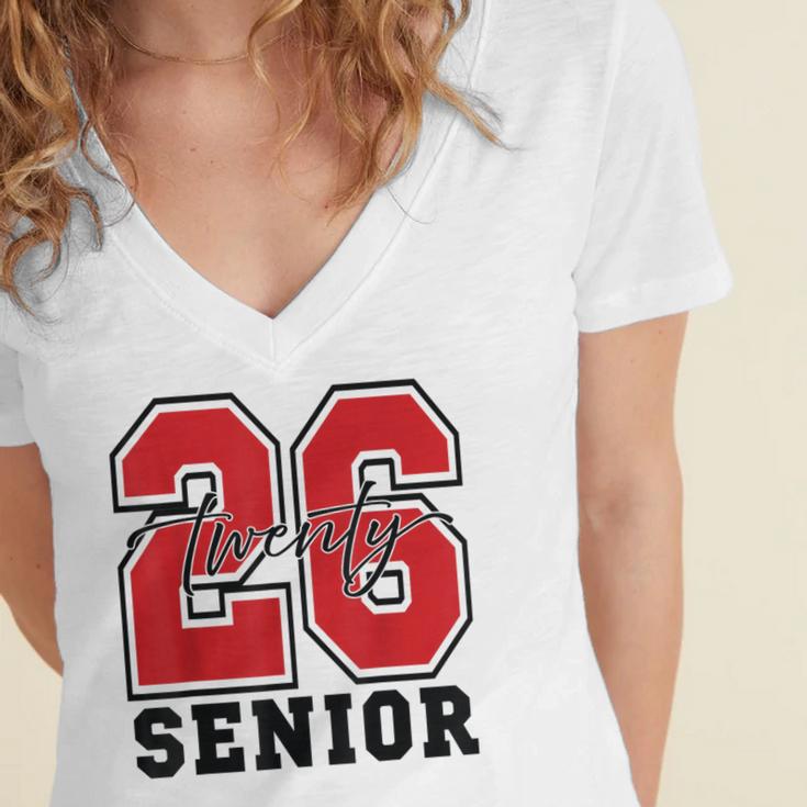 Senior 2026 Class Of 2026 School Graduation 2026 Merch Women's Jersey Short Sleeve Deep V-Neck Tshirt