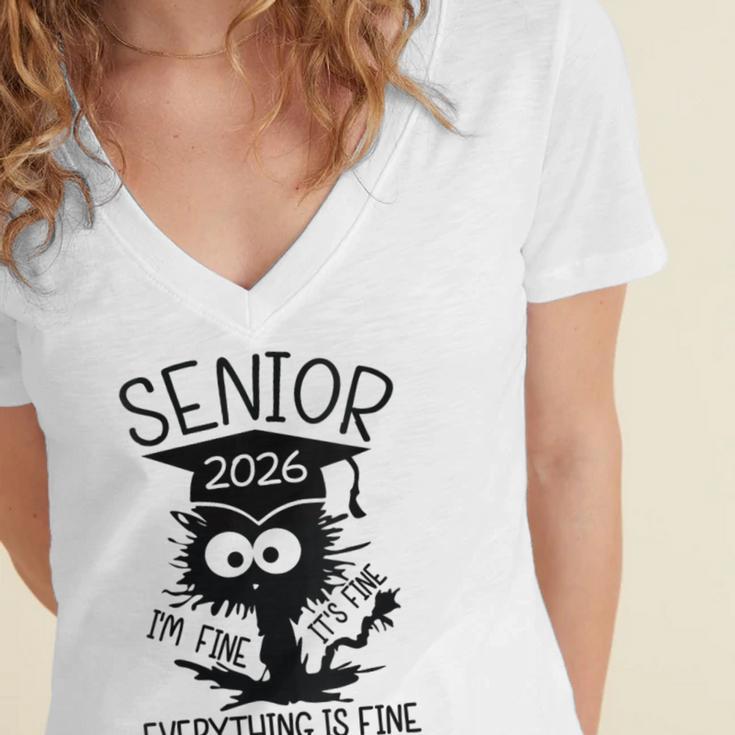 Senior 2026 High School College Graduation Year Class Of 26 Women's Jersey Short Sleeve Deep V-Neck Tshirt