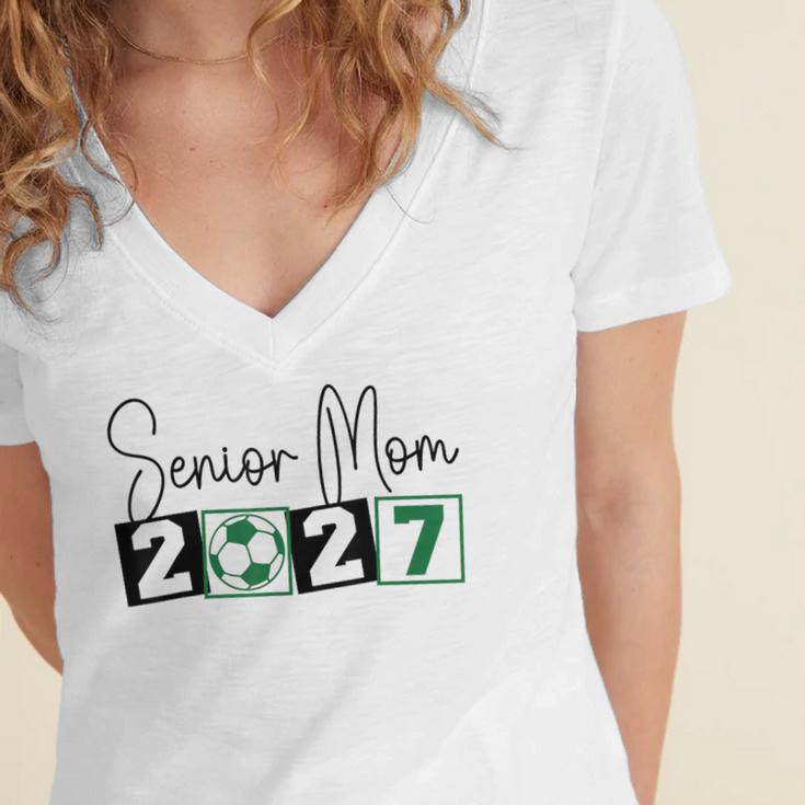 Senior 2027 Soccer Mom Final Season Class Of 2027 Graduation Women's Jersey Short Sleeve Deep V-Neck Tshirt