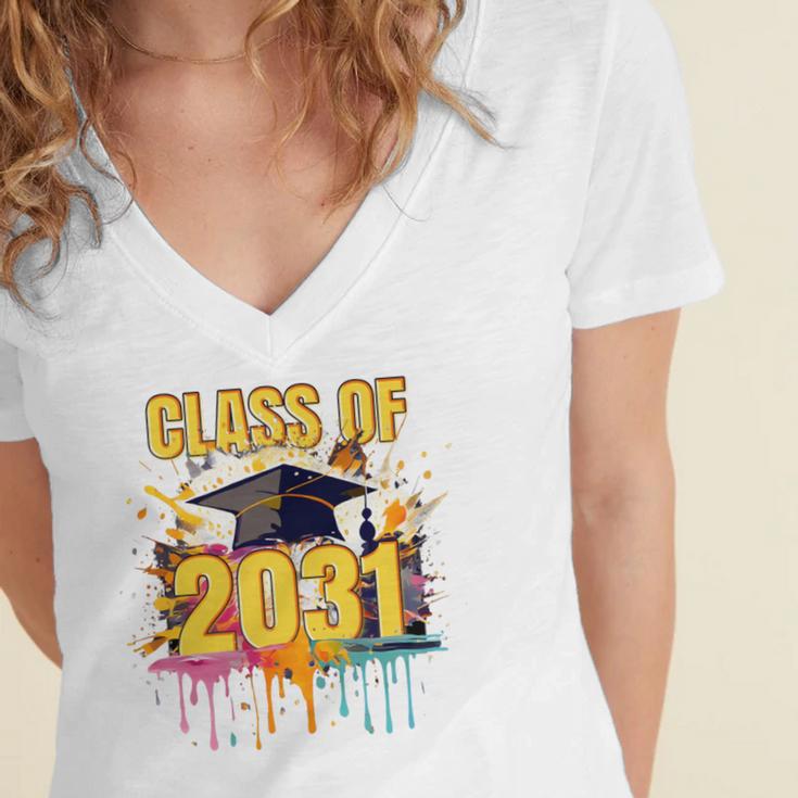Senior 31 Class Of 2031 Back To School Graduation 2031 Women's Jersey Short Sleeve Deep V-Neck Tshirt
