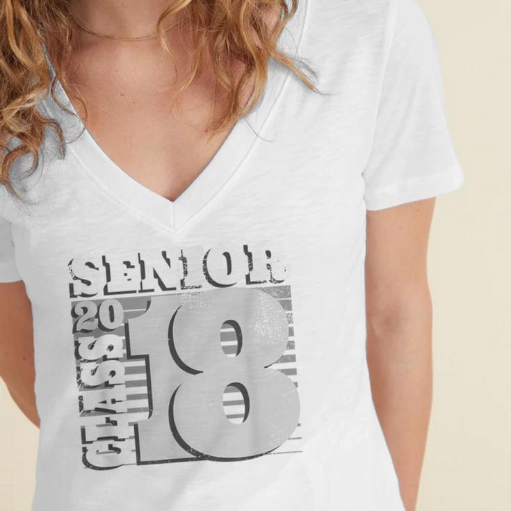 Senior Class Of 2018Shirt High School Graduation Women's Jersey Short Sleeve Deep V-Neck Tshirt