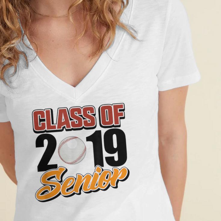 Senior Class Of 2019 Tshirt Graduation School Baseball Women's Jersey Short Sleeve Deep V-Neck Tshirt