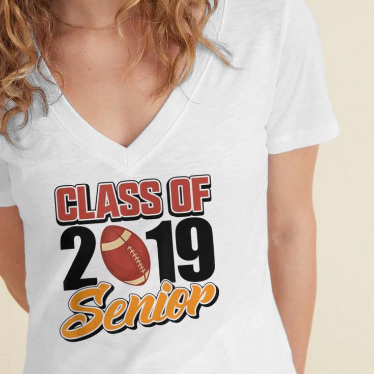 Senior Class Of 2019 Tshirt Graduation Students Football Women's Jersey Short Sleeve Deep V-Neck Tshirt