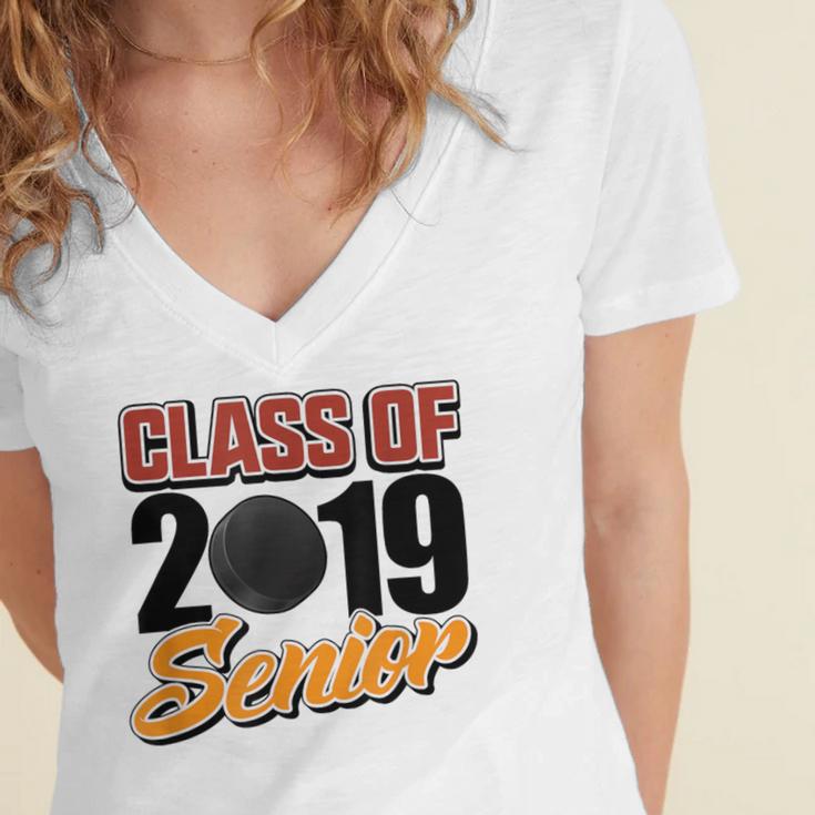 Senior Class Of 2019 Tshirt Graduation Students Hockey Women's Jersey Short Sleeve Deep V-Neck Tshirt