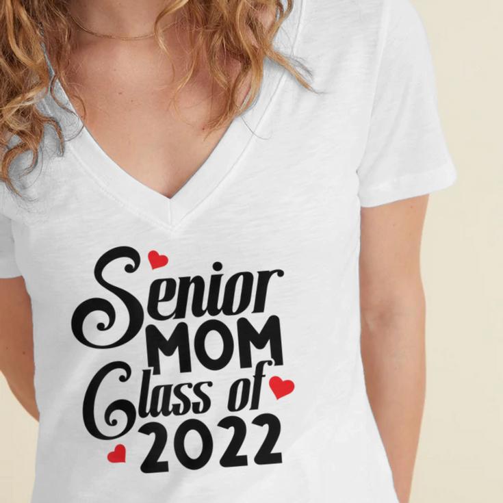 Senior Class Of 2022 School Graduation Mom Women's Jersey Short Sleeve Deep V-Neck Tshirt