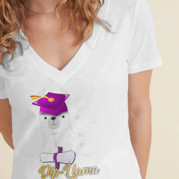 Senior Graduation 2020 Got My Dip-Llama Diploma Llama Pun Women's Jersey Short Sleeve Deep V-Neck Tshirt