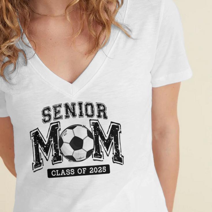 Senior Mom 2025 Soccer Mom Class Of 2025 Graduation Women's Jersey Short Sleeve Deep V-Neck Tshirt