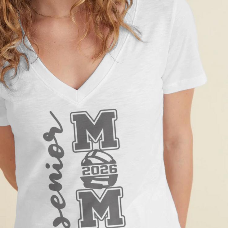 Senior Mom 2026 Wrestling Athlete Proud Parent Graduation Women's Jersey Short Sleeve Deep V-Neck Tshirt