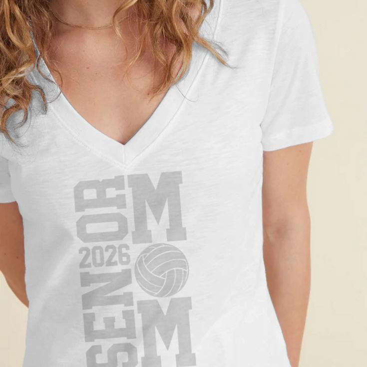 Senior Volleyball Mom 2026 Class Graduation Volleyball Premium Tri-Blend Women's Jersey Short Sleeve Deep V-Neck Tshirt