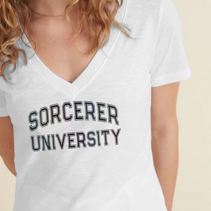 Silly Anti Social SORCERER UNIVERSITY Introvert Stay Away Women's Jersey Short Sleeve Deep V-Neck Tshirt Silly Anti Social SORCERER UNIVERSITY Introvert Stay Away Women's Jersey Short Sleeve Deep V-Neck Tshirt