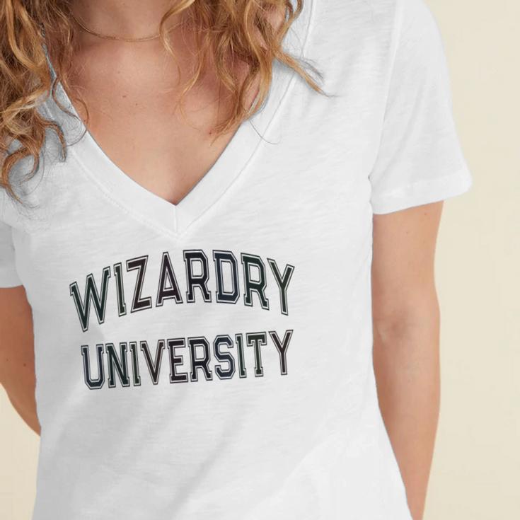 Silly Don'T Call Me WIZARDRY UNIVERSITY Introvert Sarcastic Women's Jersey Short Sleeve Deep V-Neck Tshirt