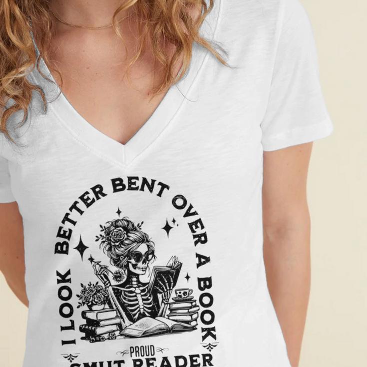 Smut Reader Skeleton Book Lover Dark Humor Art Premium Tri-Blend Women's Jersey Short Sleeve Deep V-Neck Tshirt Smut Reader Skeleton Book Lover Dark Humor Art Premium Tri-Blend Women's Jersey Short Sleeve Deep V-Neck Tshirt
