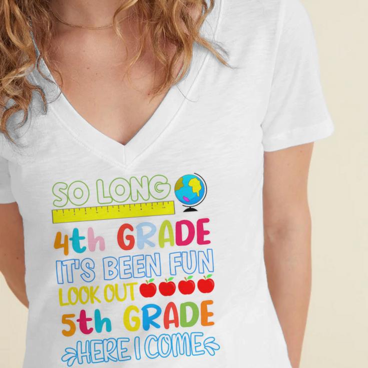 So Long 4th Grade Here I Come Graduation 5th Grade Kids Tee Premium Women's Jersey Short Sleeve Deep V-Neck Tshirt