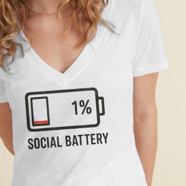 Social Battery 1 Shirt Introvert Anti Social Tee Gif Women's Jersey Short Sleeve Deep V-Neck Tshirt Social Battery 1 Shirt Introvert Anti Social Tee Gif Women's Jersey Short Sleeve Deep V-Neck Tshirt