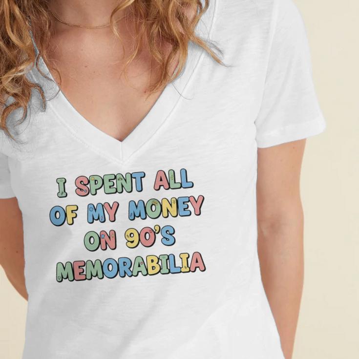 I Spent All My Money On 90's Memorabilia Nostalgia & Retro Premium Tri-Blend Women's Jersey Short Sleeve Deep V-Neck Tshirt