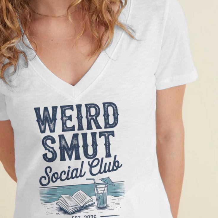 Spicy Romance Book Reader Fan Weird Smut Social Club Premium Tri-Blend Women's Jersey Short Sleeve Deep V-Neck Tshirt