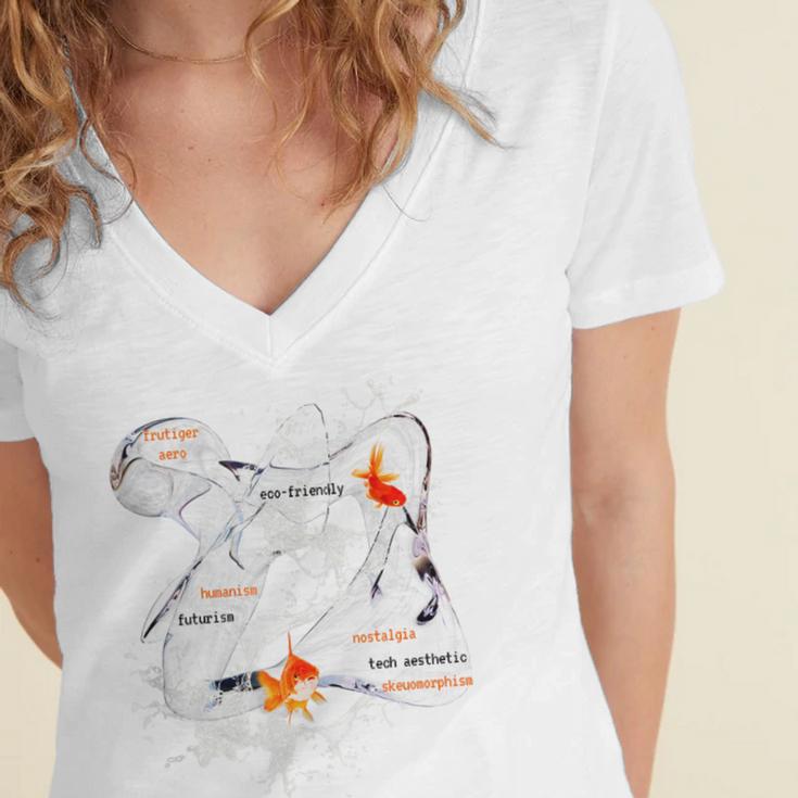 Splash Water Frutiger Aero Y2K Style Clownfish Women's Jersey Short Sleeve Deep V-Neck Tshirt Splash Water Frutiger Aero Y2K Style Clownfish Women's Jersey Short Sleeve Deep V-Neck Tshirt