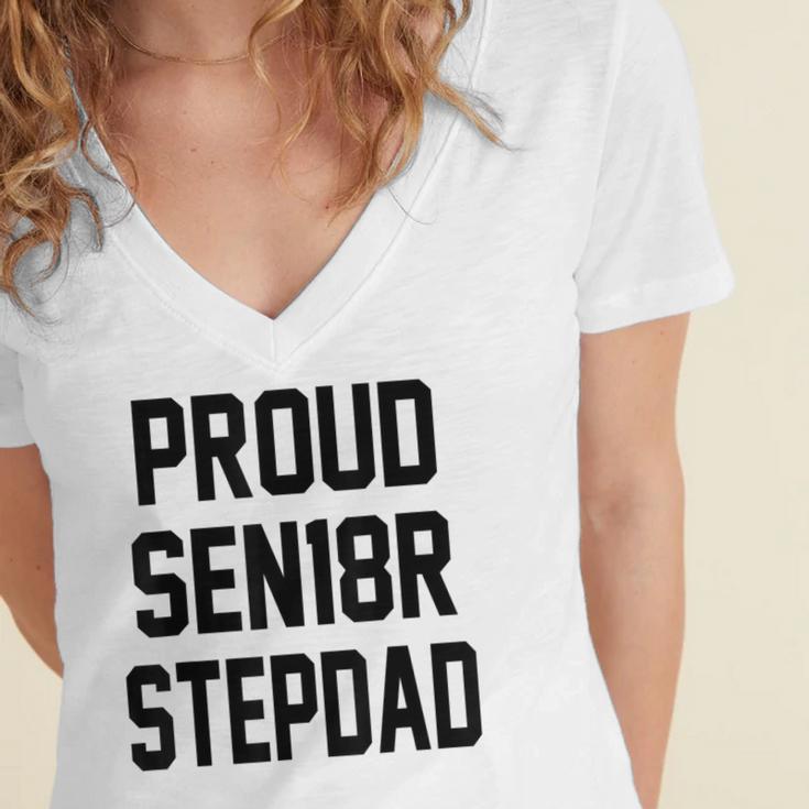 Stepfather SEN18R Graduation Party Stepdad Senior 2018 Shirt Women's Jersey Short Sleeve Deep V-Neck Tshirt