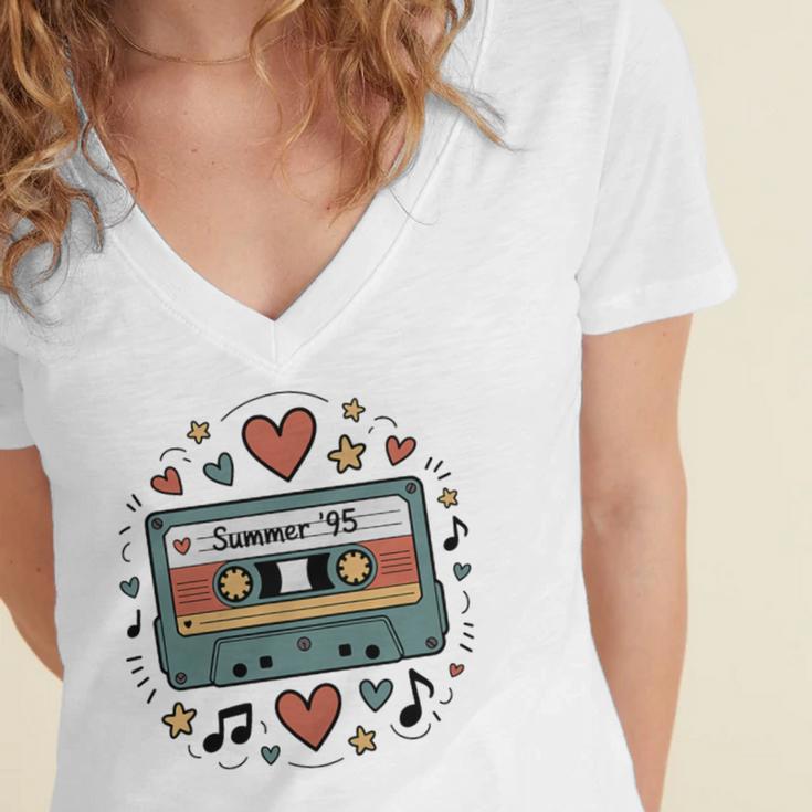 Summer ’95 Retro Cassette Tape Nostalgia Music Lover Premium Tri-Blend Women's Jersey Short Sleeve Deep V-Neck Tshirt Summer ’95 Retro Cassette Tape Nostalgia Music Lover Premium Tri-Blend Women's Jersey Short Sleeve Deep V-Neck Tshirt