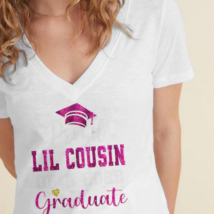 Super Proud Little Cousin Of 2025 Graduate Graduation Family Premium Tri-Blend Women's Jersey Short Sleeve Deep V-Neck Tshirt