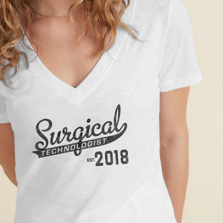 Surgical Technologist Shirt 2018 Graduation Women's Jersey Short Sleeve Deep V-Neck Tshirt
